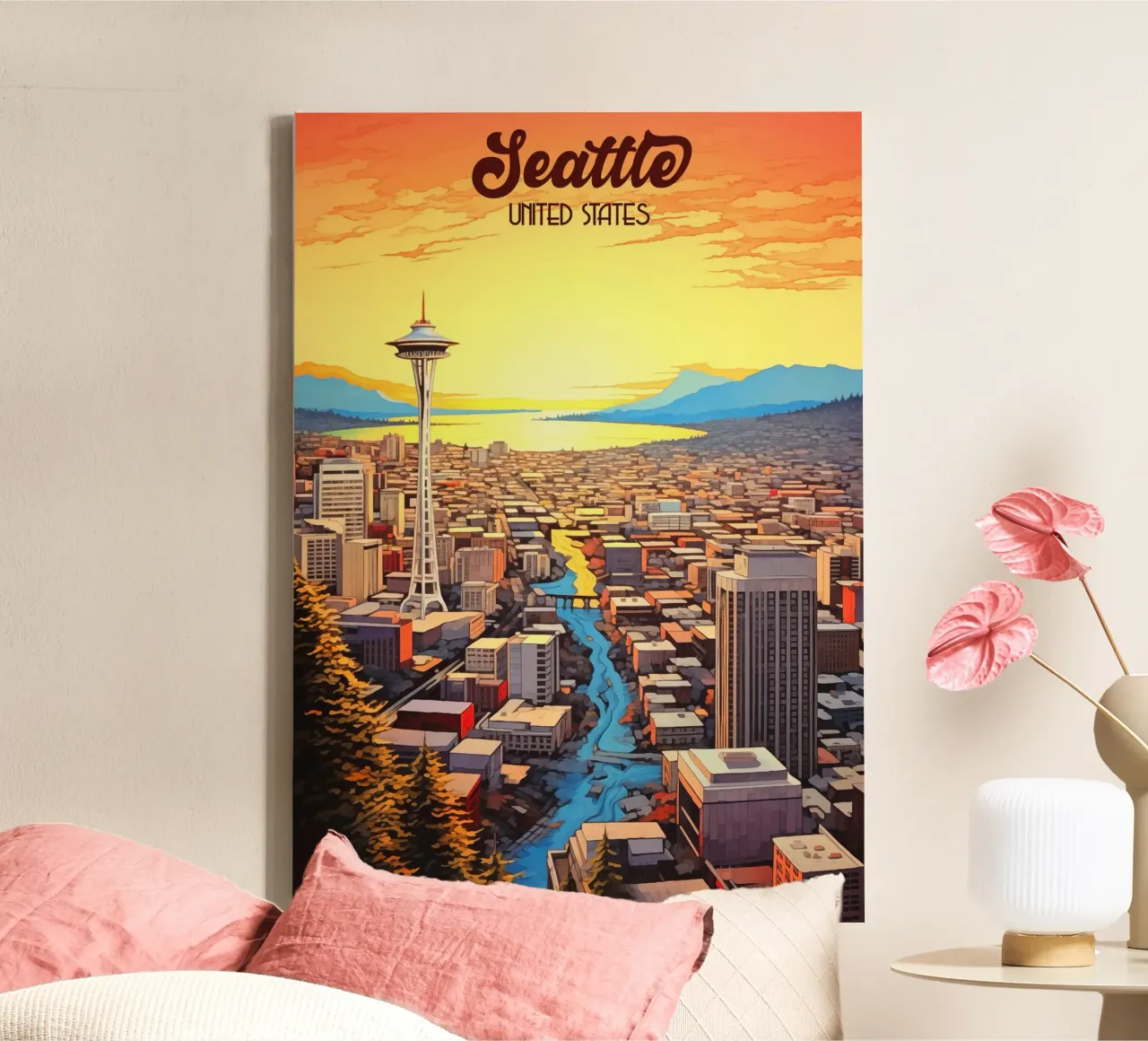 Seattle VS canvas met Baklijst van Fleur de Lys