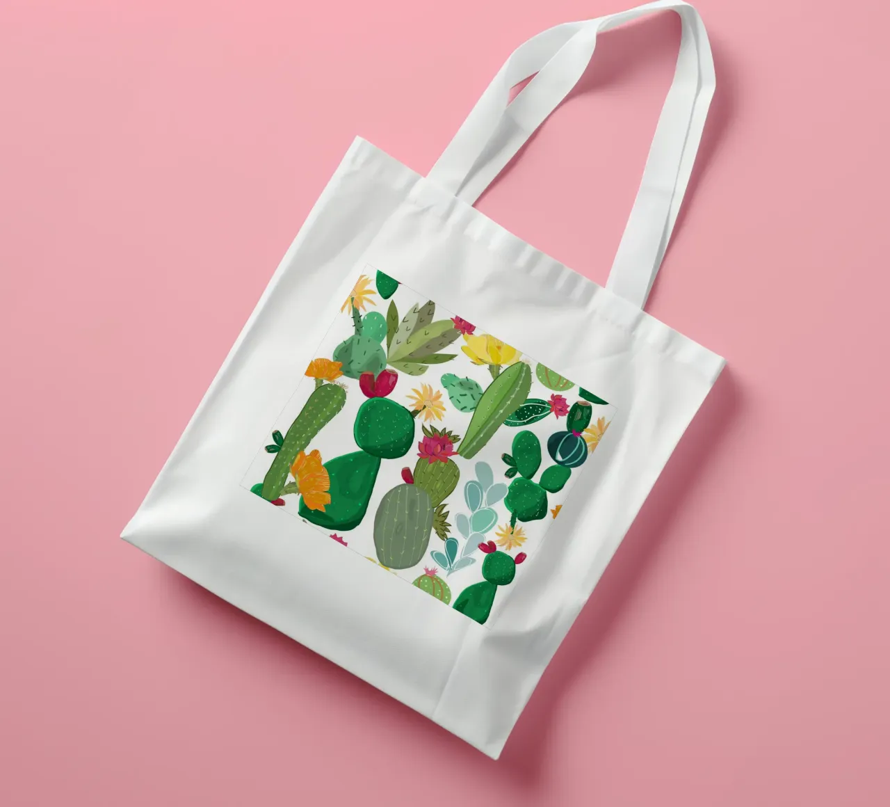 Cactus and succulent pattern tote bag by gulsengunel
