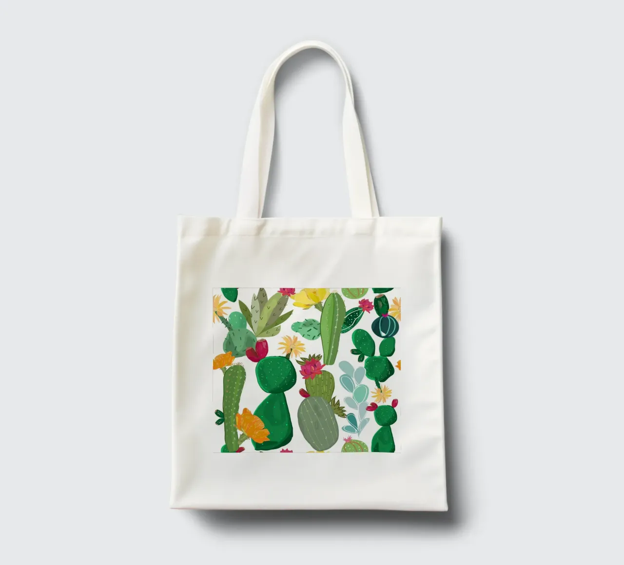 Cactus and succulent pattern tote bag by gulsengunel