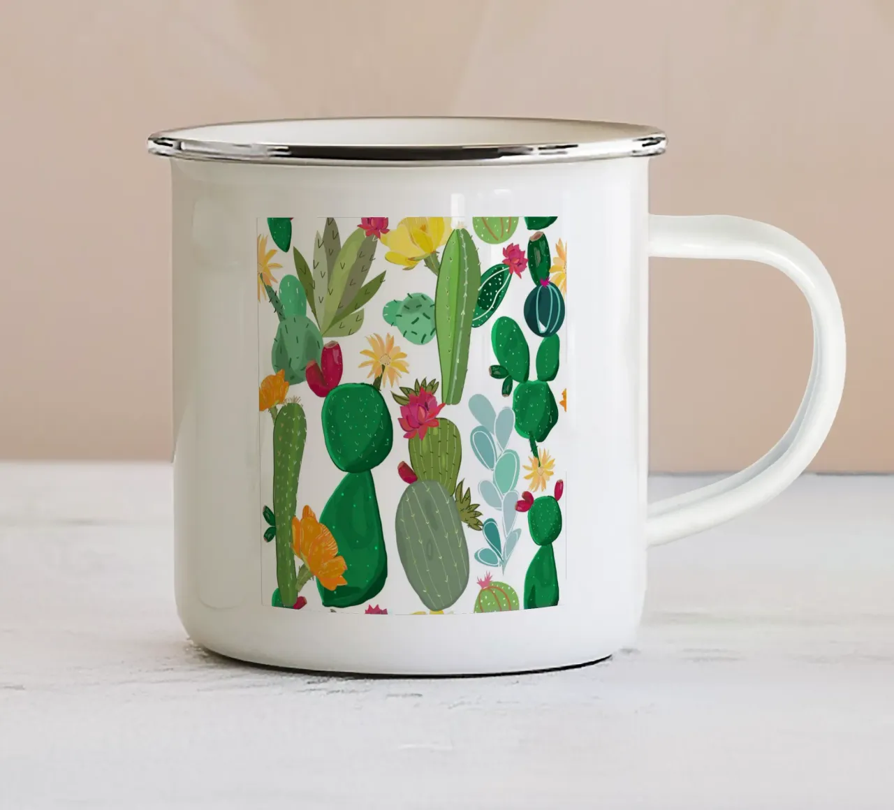 Motivo cactus e succulente tazza in smalto da gulsengunel