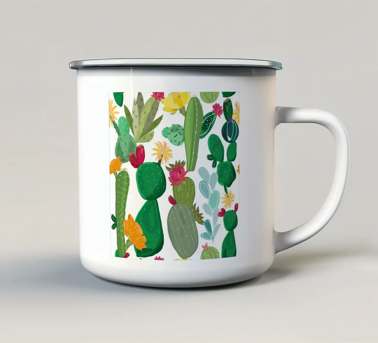 Motivo cactus e succulente tazza in smalto da gulsengunel