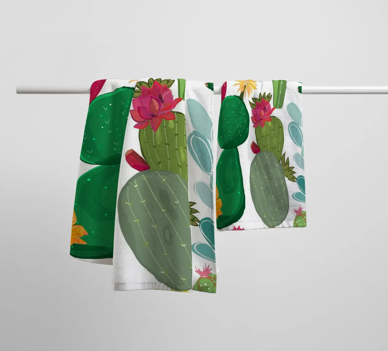 Cactus and succulent pattern towel by gulsengunel