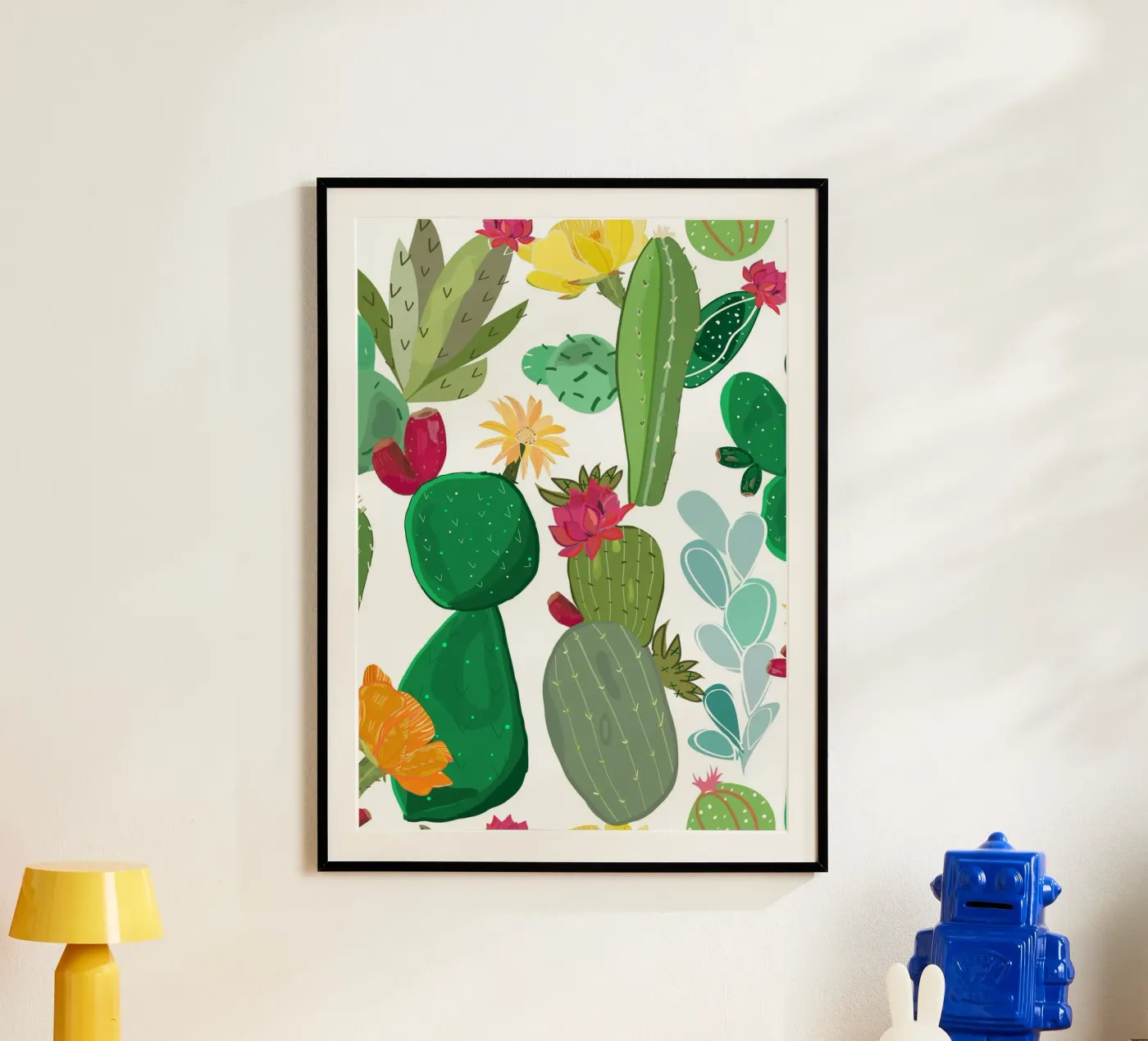 Cactus and succulent pattern poster by gulsengunel