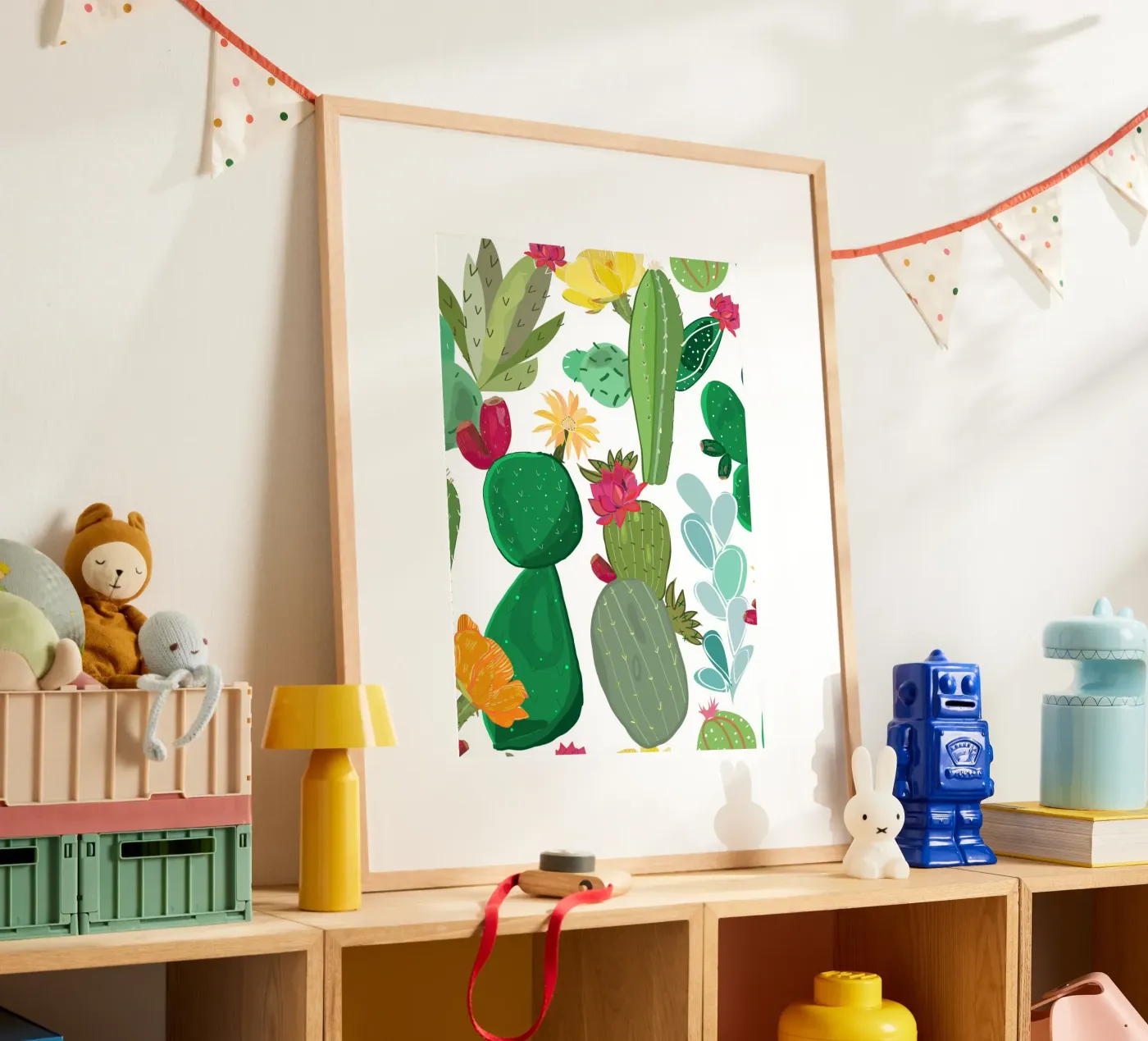 Cactus and succulent pattern poster by gulsengunel