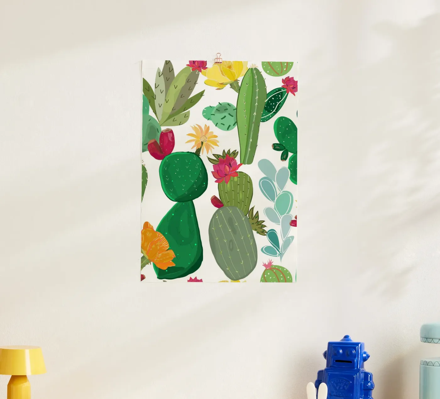 Cactus and succulent pattern poster by gulsengunel