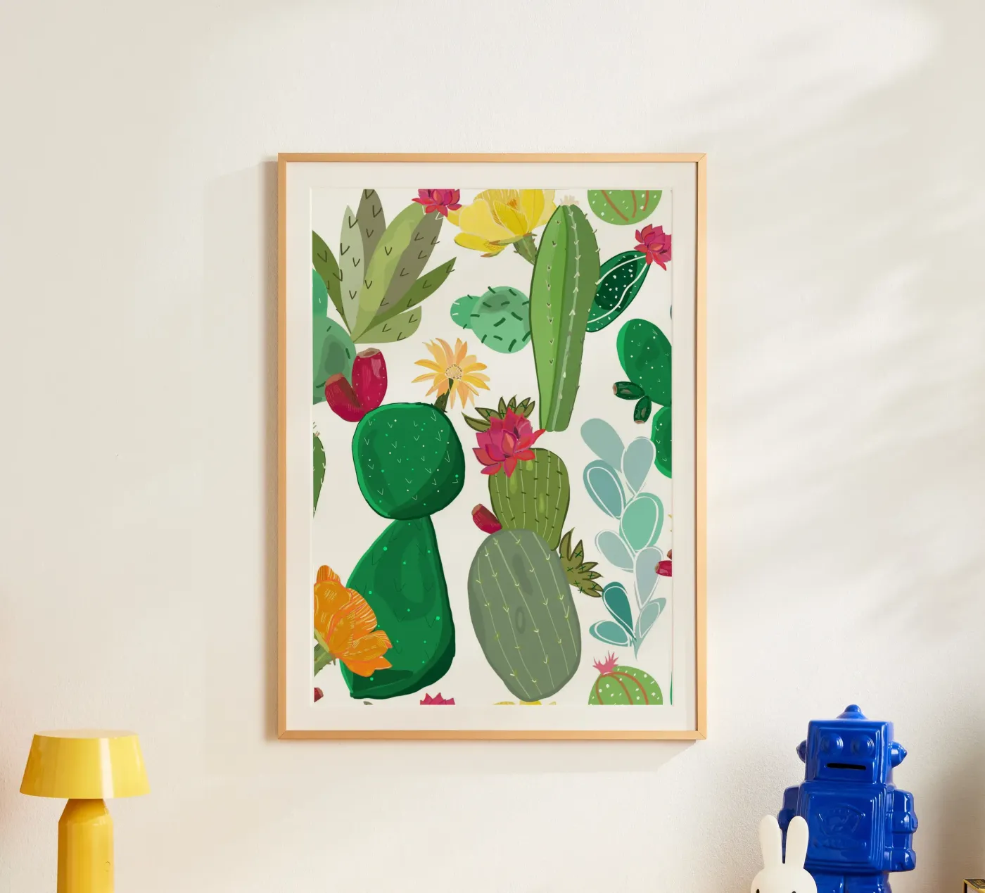 Cactus and succulent pattern poster by gulsengunel