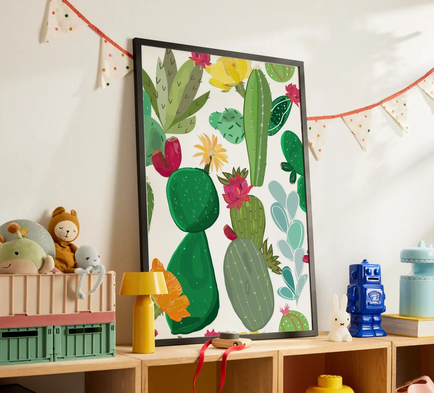 Cactus and succulent pattern poster by gulsengunel
