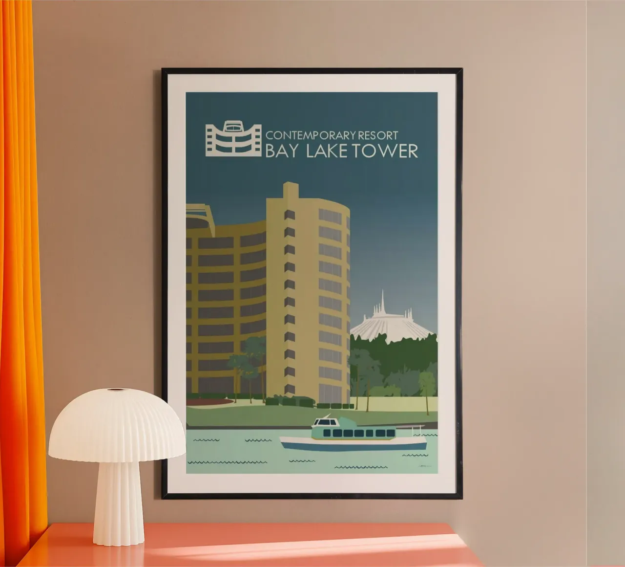 Torre del Mondo Bay Lake poster con telaio in alluminio da williamsshop