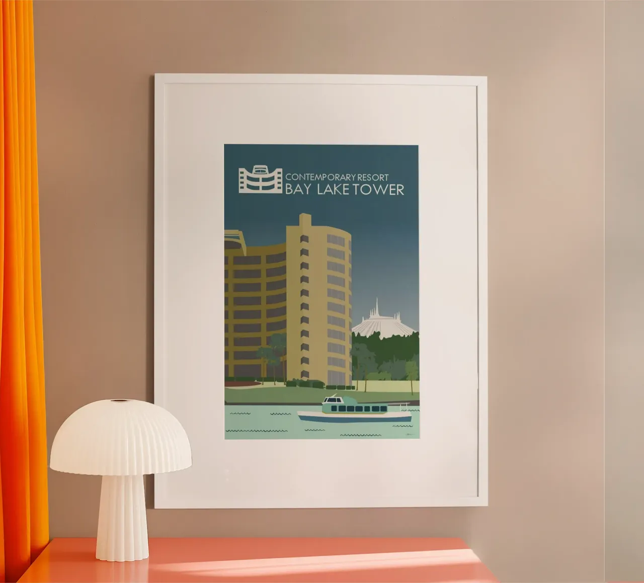 Torre del Mondo Bay Lake poster con telaio in alluminio da williamsshop