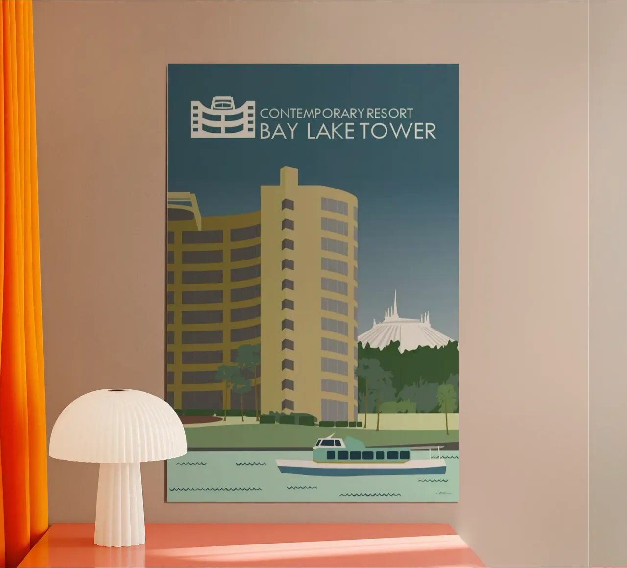Torre del Mondo Bay Lake poster con telaio in alluminio da williamsshop