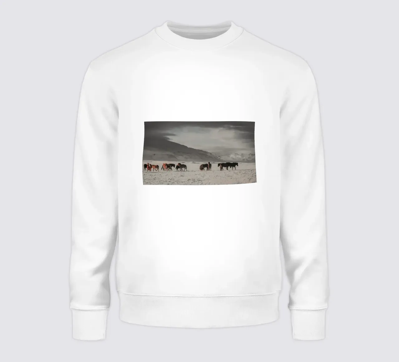 animals in landscape cold sweatshirt by Horsire