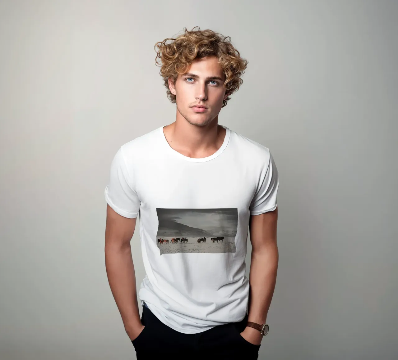 animals in landscape cold t-shirt by Horsire