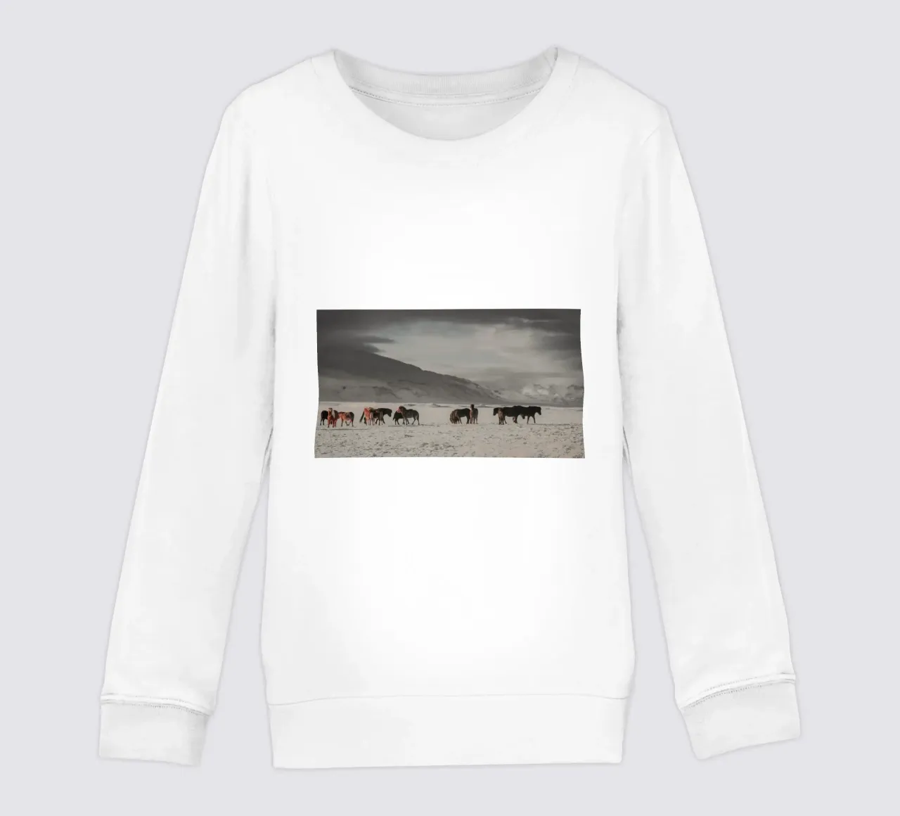 animals in landscape cold kids sweatshirt by Horsire