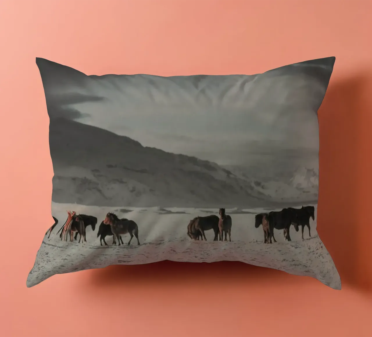 animals in landscape cold decorative cushion by Horsire