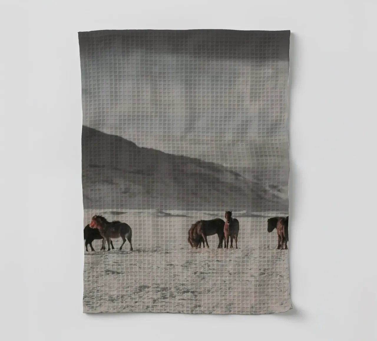animaux dans le paysage froid torchon de Horsire