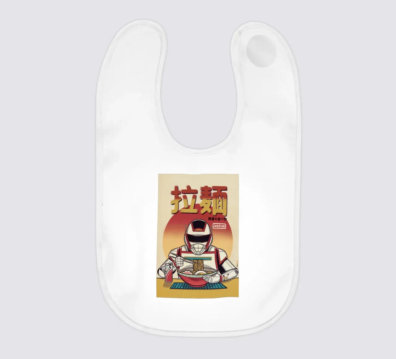 Juspion Eating Ramen baby bib by Rafa Gomes