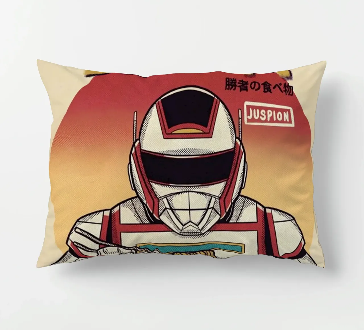 Juspion Eating Ramen decorative cushion by Rafa Gomes