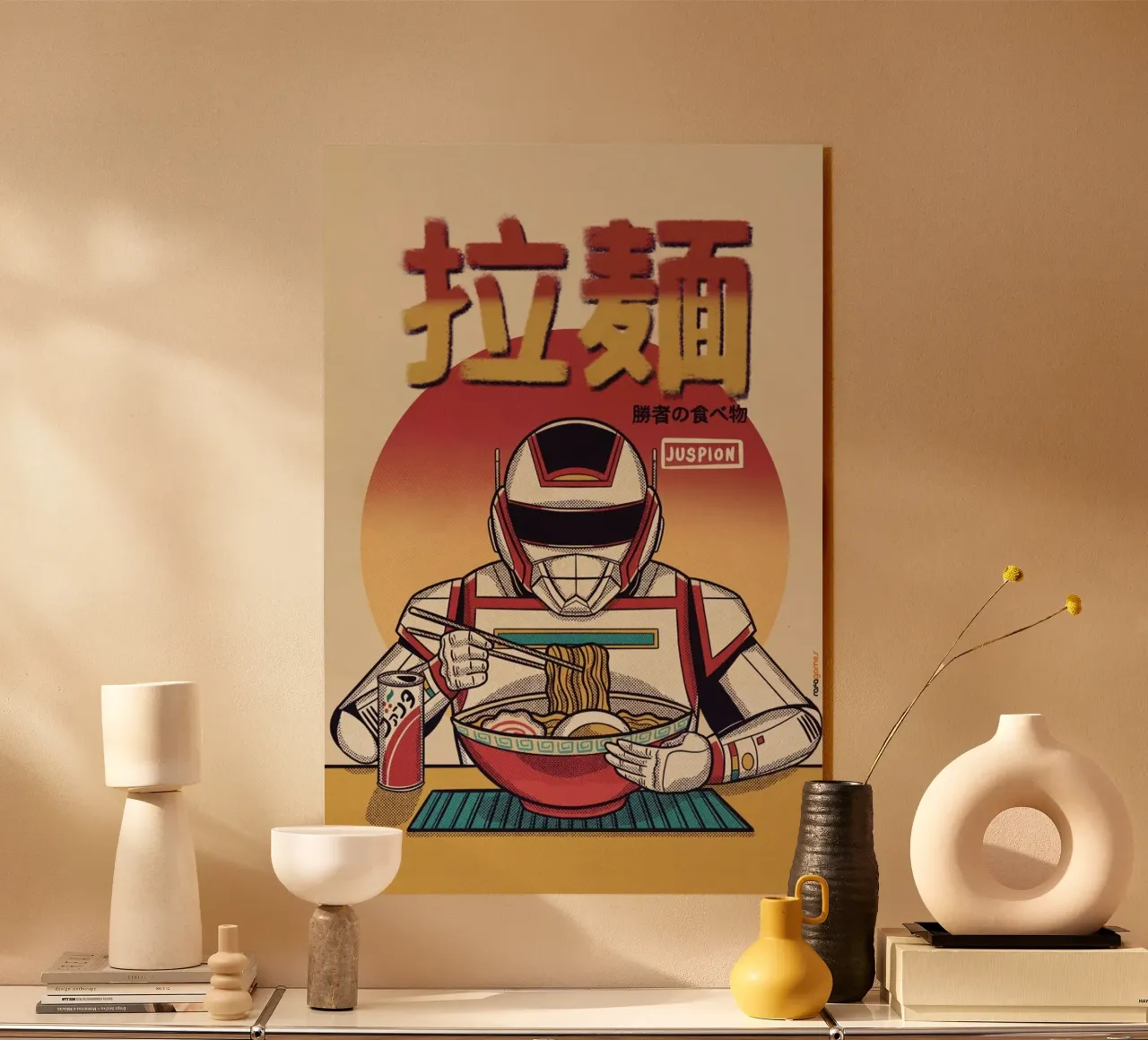 Juspion Eating Ramen acrylic glass by Rafa Gomes