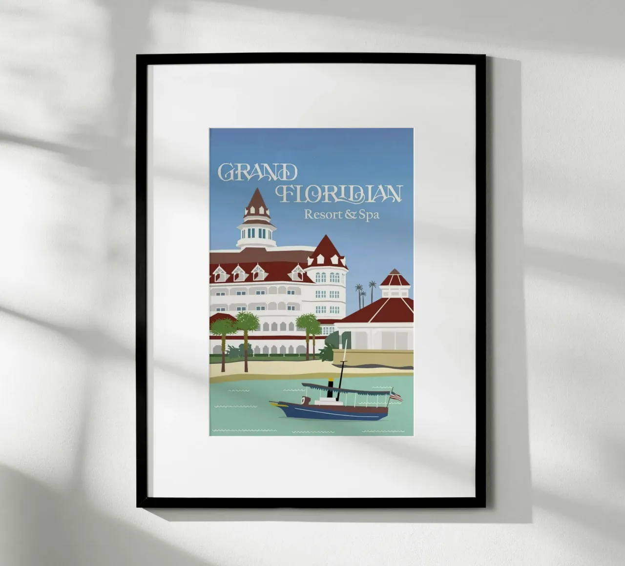 Wereld Grand Floridian Resort poster met aluminium frame van williamsshop