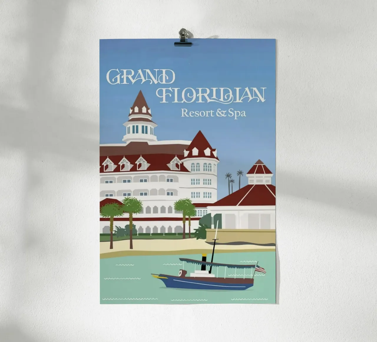 Wereld Grand Floridian Resort poster met aluminium frame van williamsshop