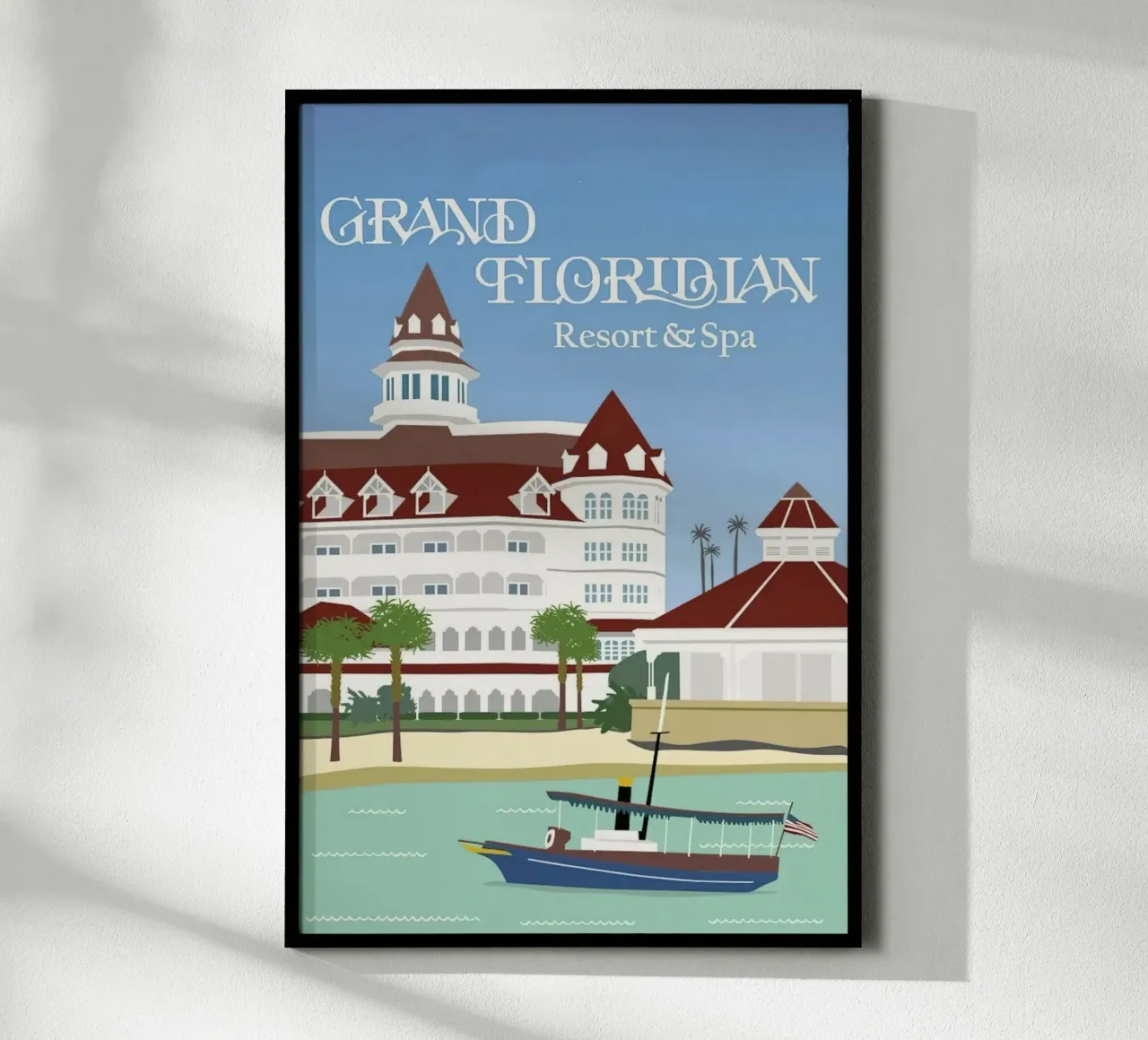 Wereld Grand Floridian Resort poster met aluminium frame van williamsshop