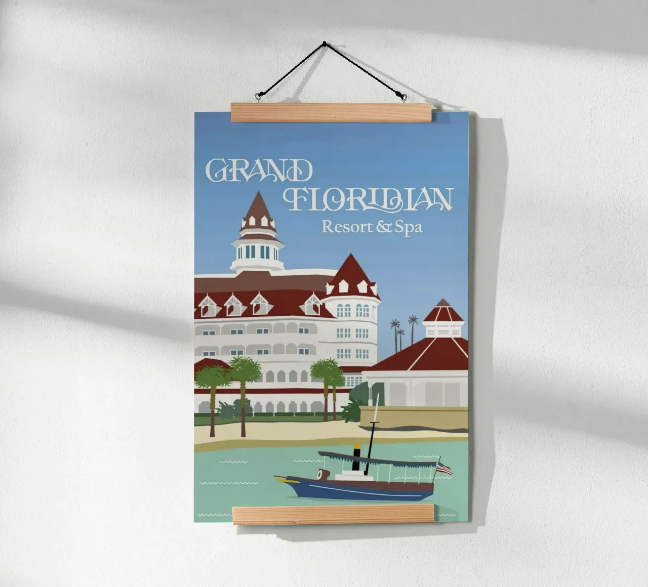 Wereld Grand Floridian Resort poster met aluminium frame van williamsshop