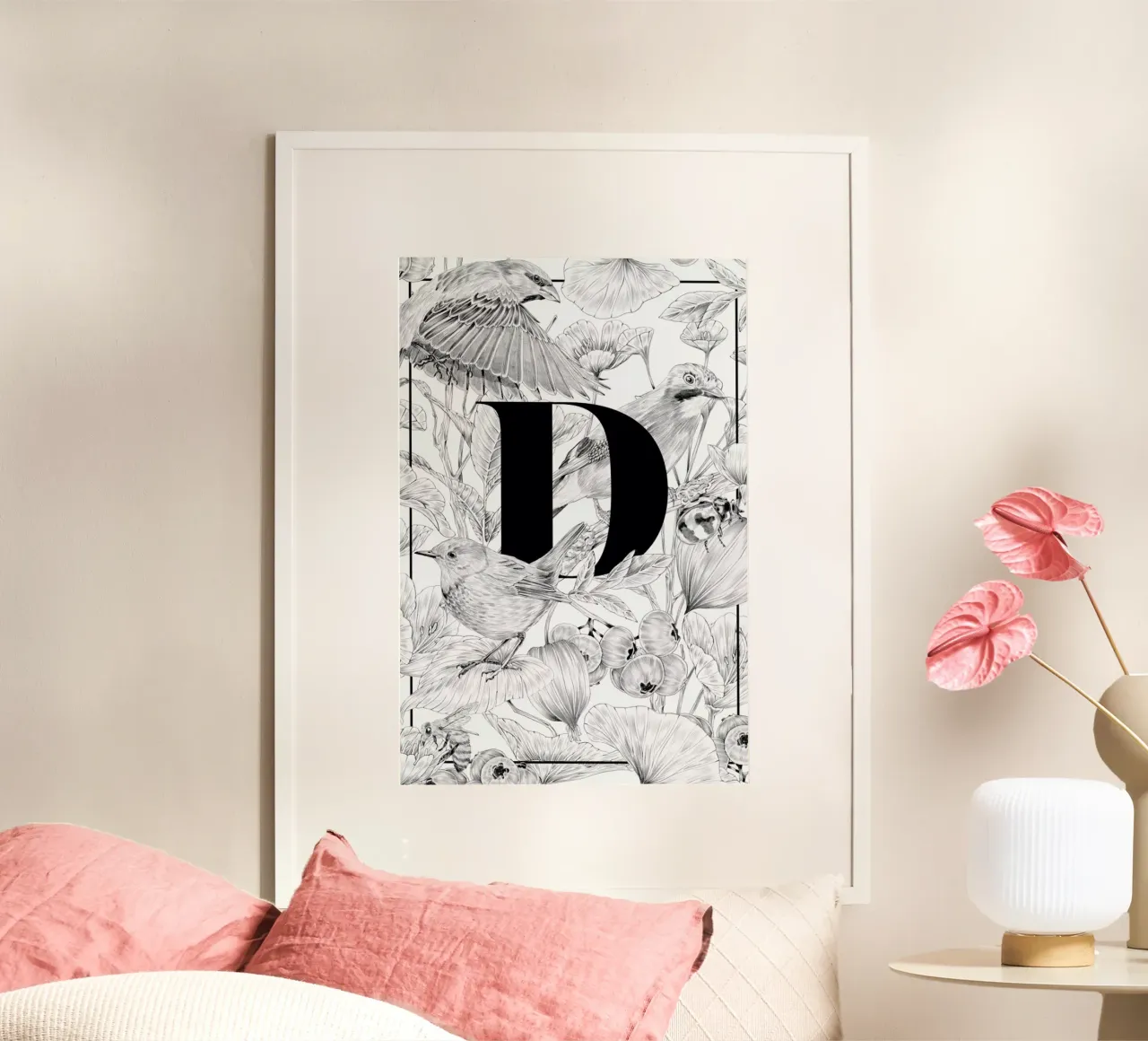 Floral Alphabet D carta hahnemühle da Faunesque