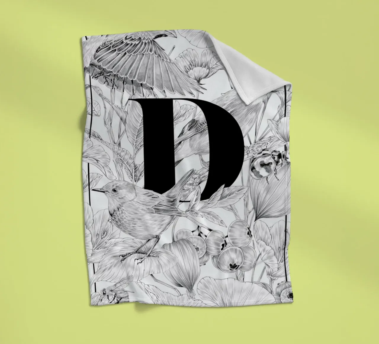 Floral Alphabet D coperta in pile da Faunesque