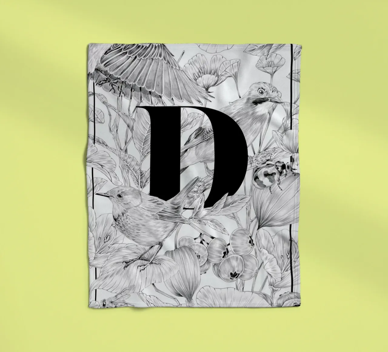 Floral Alphabet D coperta in pile da Faunesque