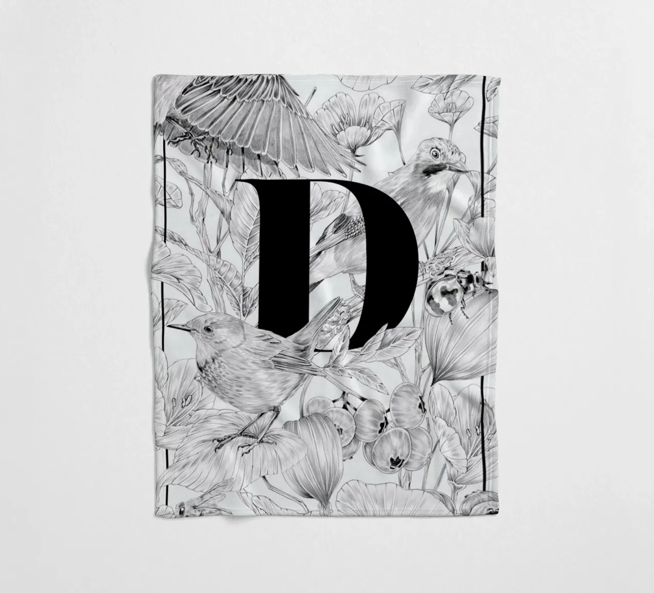 Floral Alphabet D coperta in pile da Faunesque