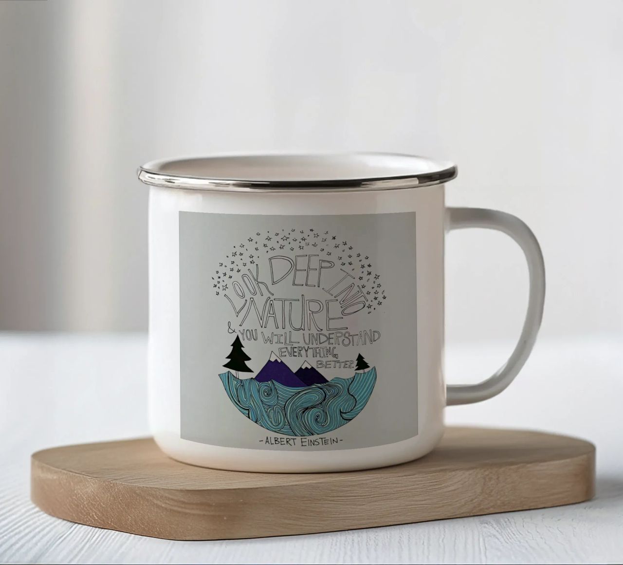 Einstein Nature tazza in smalto da Leah Flores