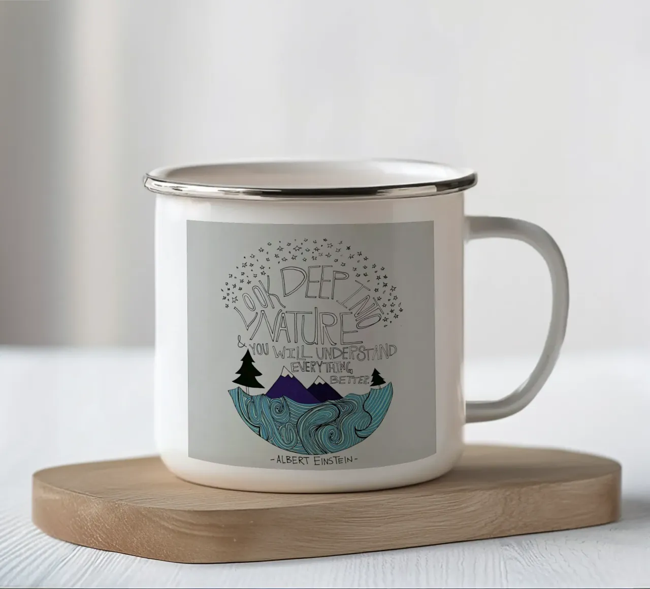 Einstein Nature taza de esmalte de Leah Flores