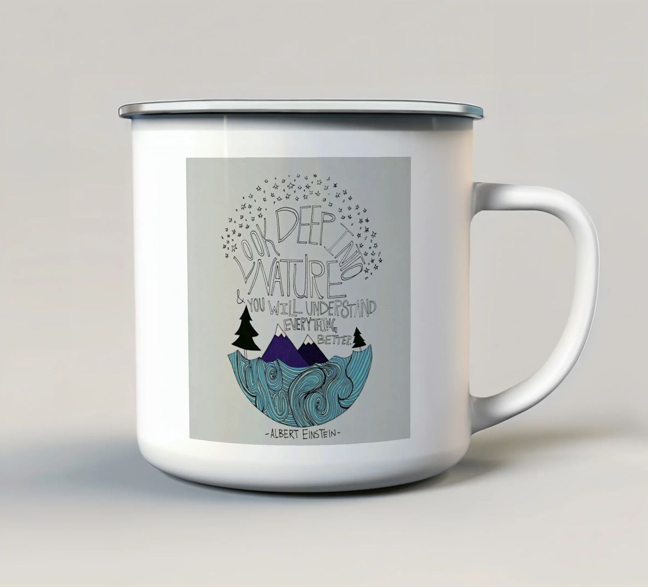 Einstein Nature tazza in smalto da Leah Flores