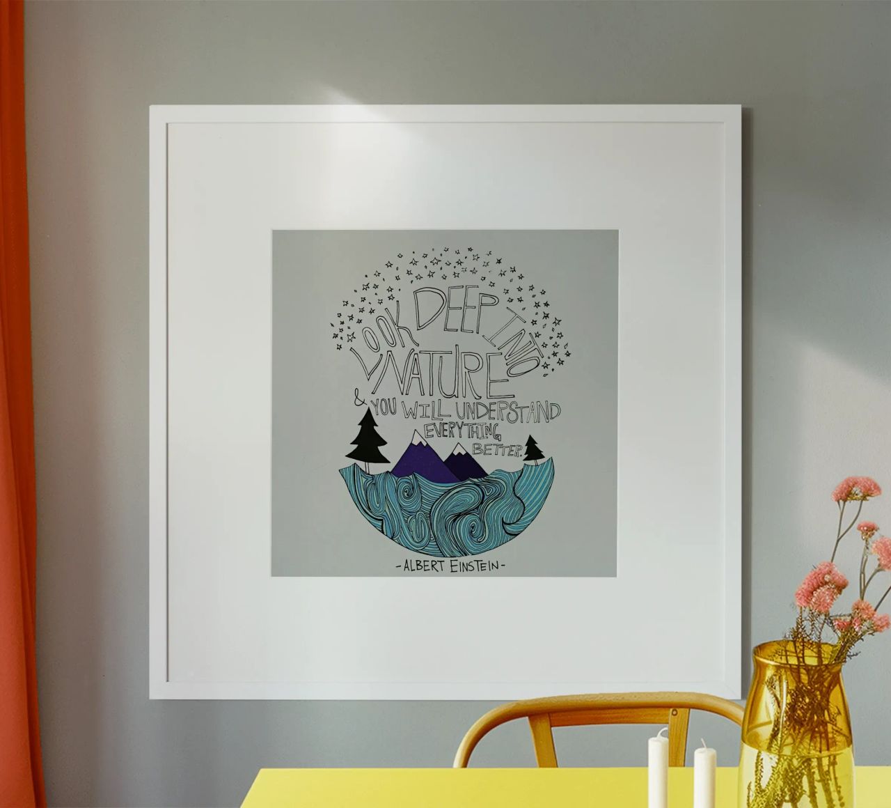 Einstein Nature poster avec cadre en plastique de Leah Flores