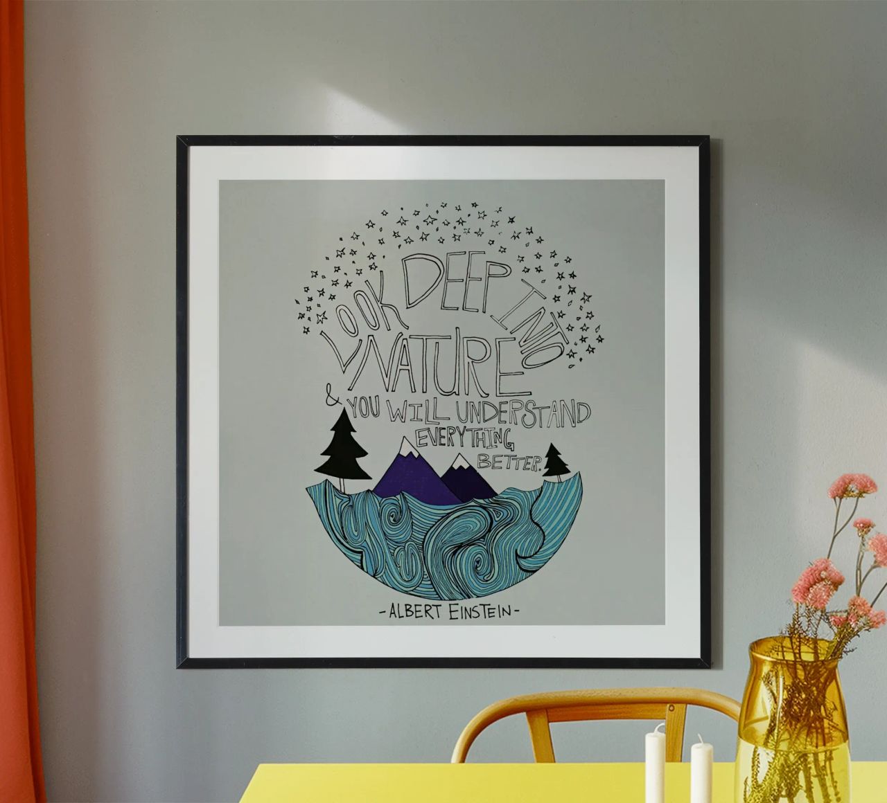 Einstein Nature poster avec cadre en plastique de Leah Flores