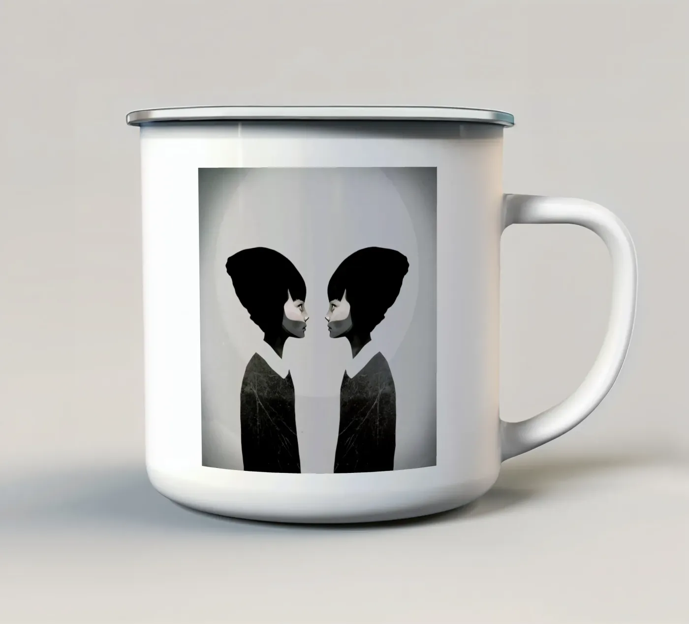 A Reflection enamel mug by Ruben Ireland