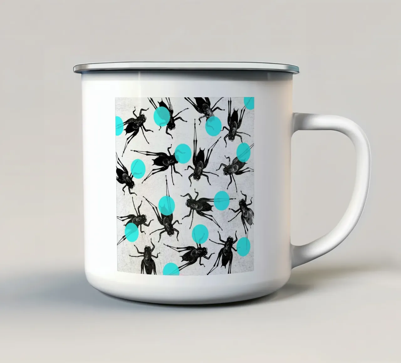Grasshoppers and Dots tazza in smalto da Elisabeth Fredriksson