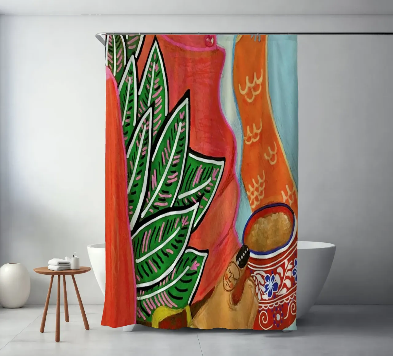 Chocolatito Caliente shower curtain by Paloma Kua