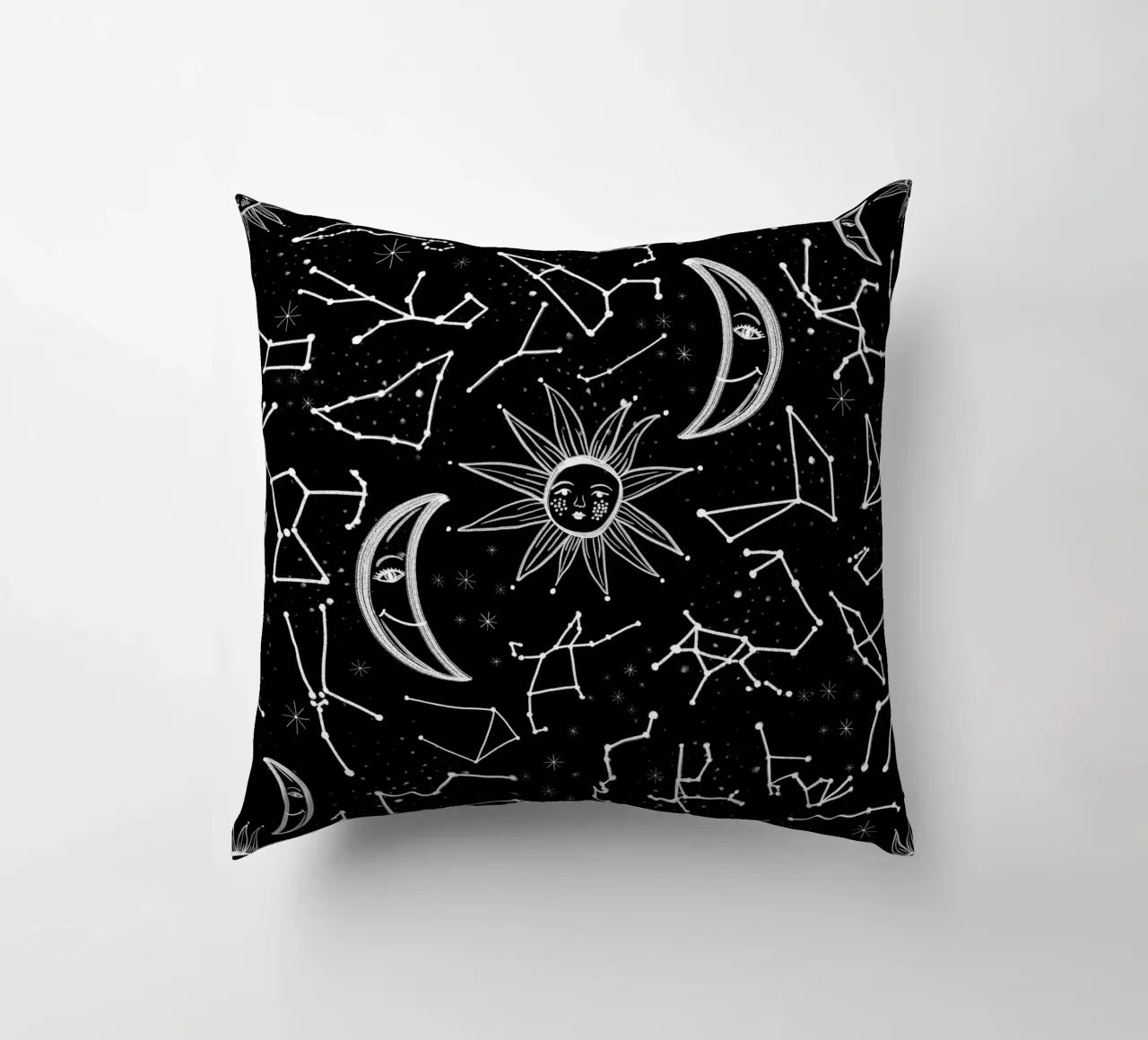 Celestial stars pattern decorative cushion by gulsengunel