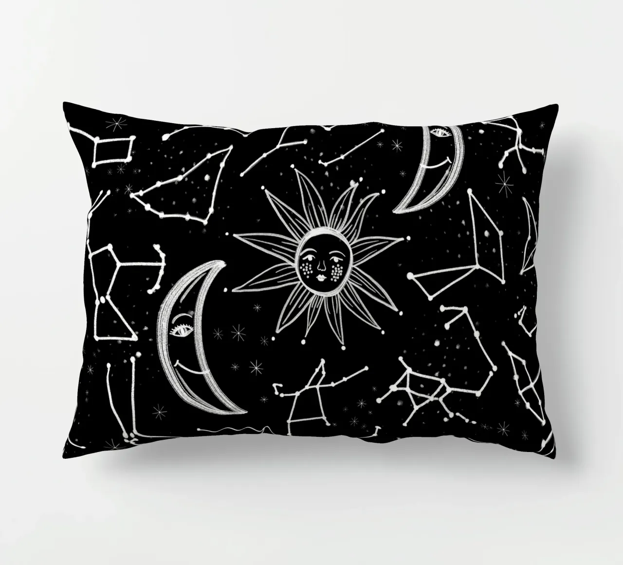 Celestial stars pattern decorative cushion by gulsengunel