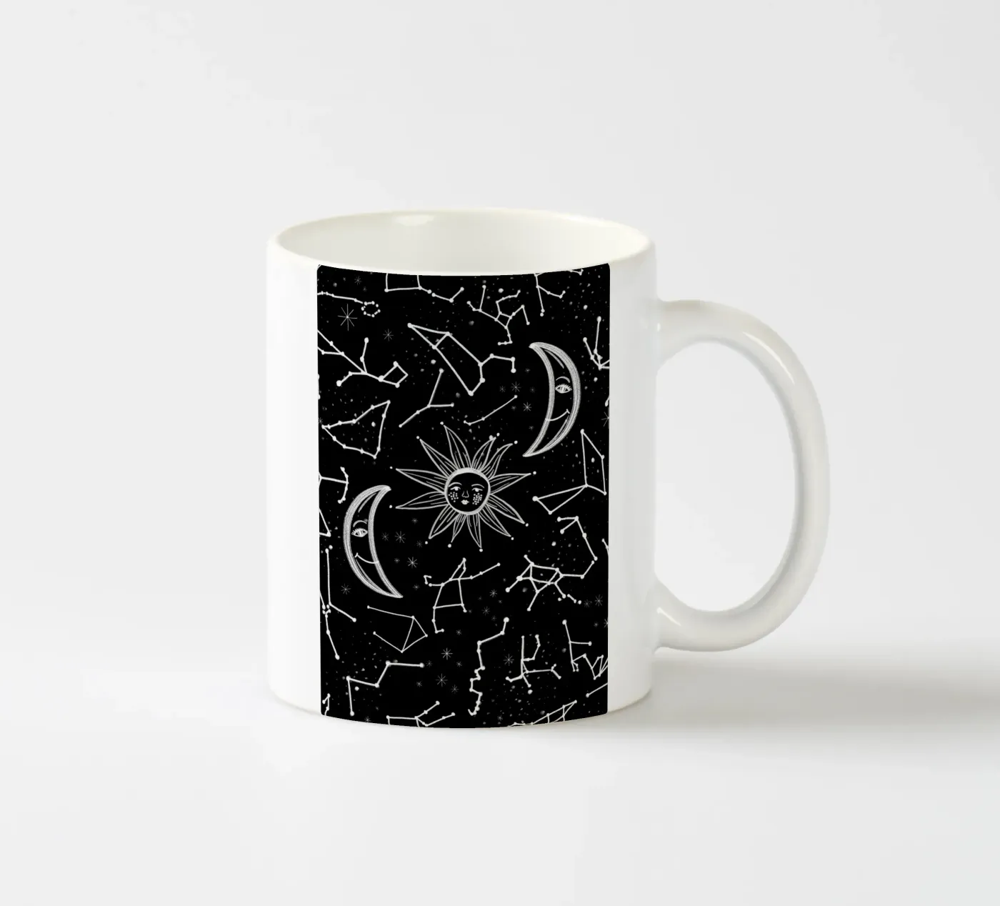 Celestial stars pattern ceramic mug by gulsengunel