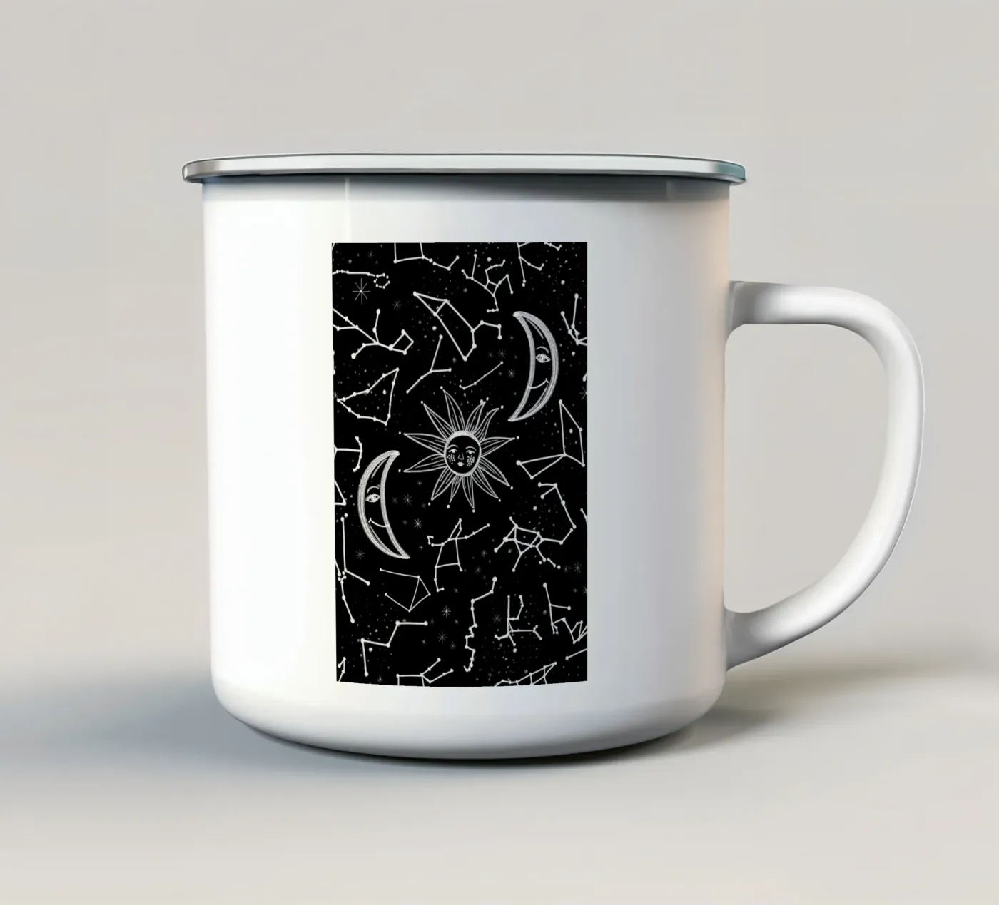 Celestial stars pattern enamel mug by gulsengunel