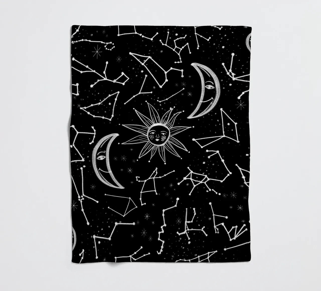 Celestial stars pattern fleece blanket by gulsengunel