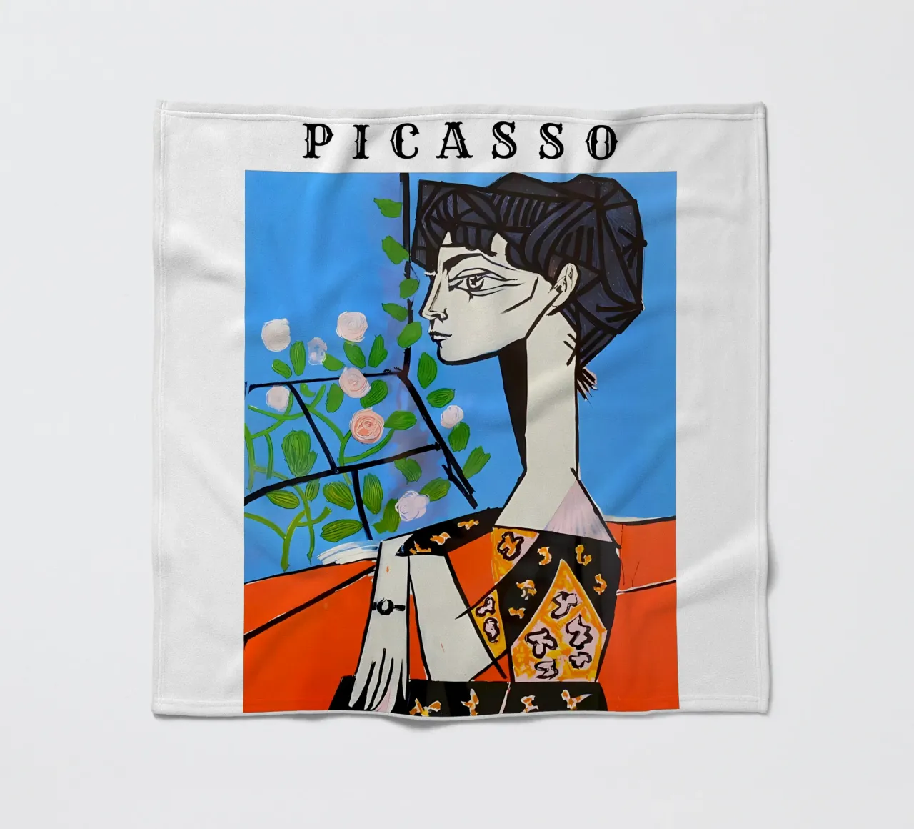 Ragazza con fiore in stile Picasso coperta in pile da careytowne1