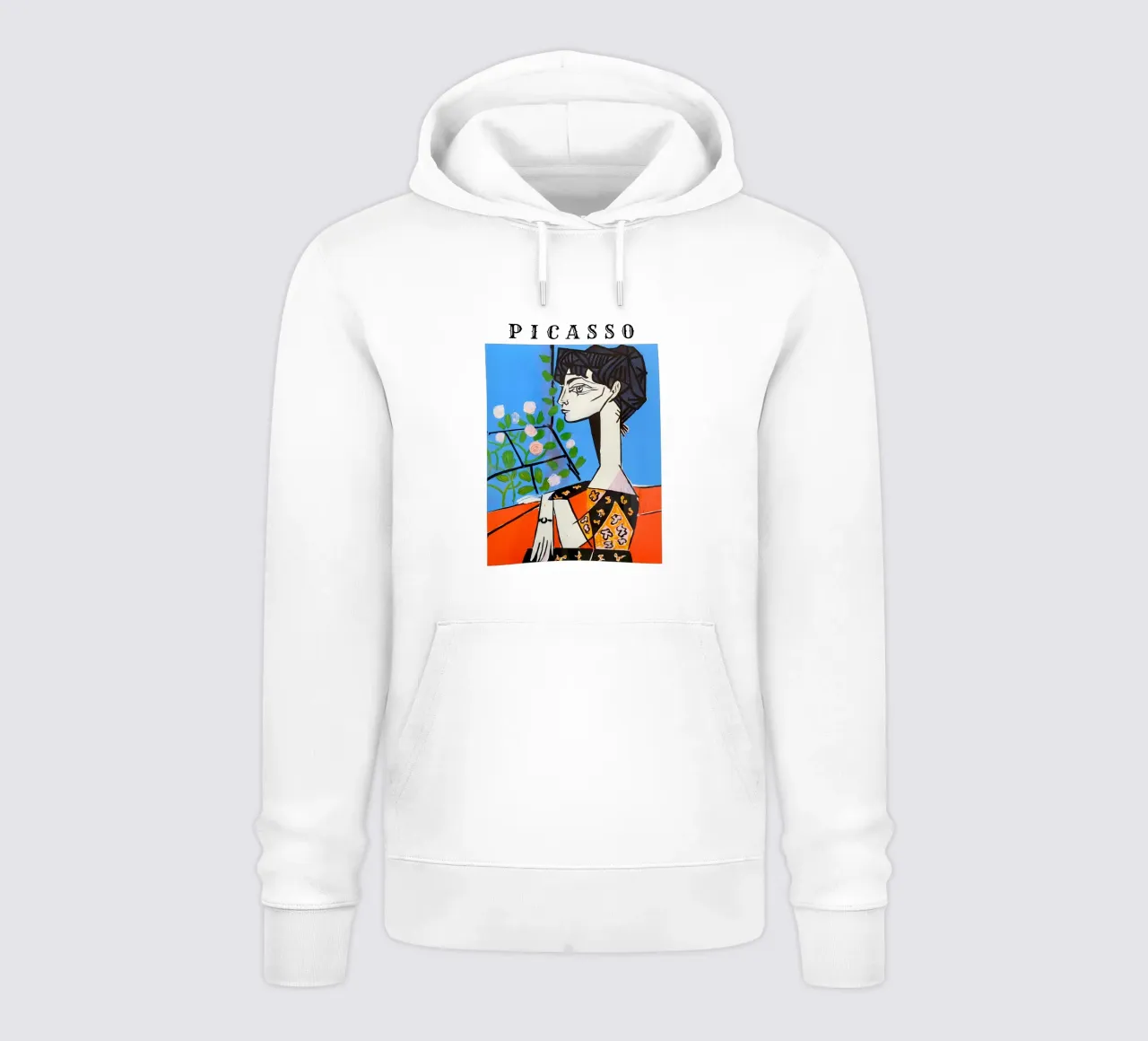 Ragazza con fiore in stile Picasso felpa con cappuccio da careytowne1