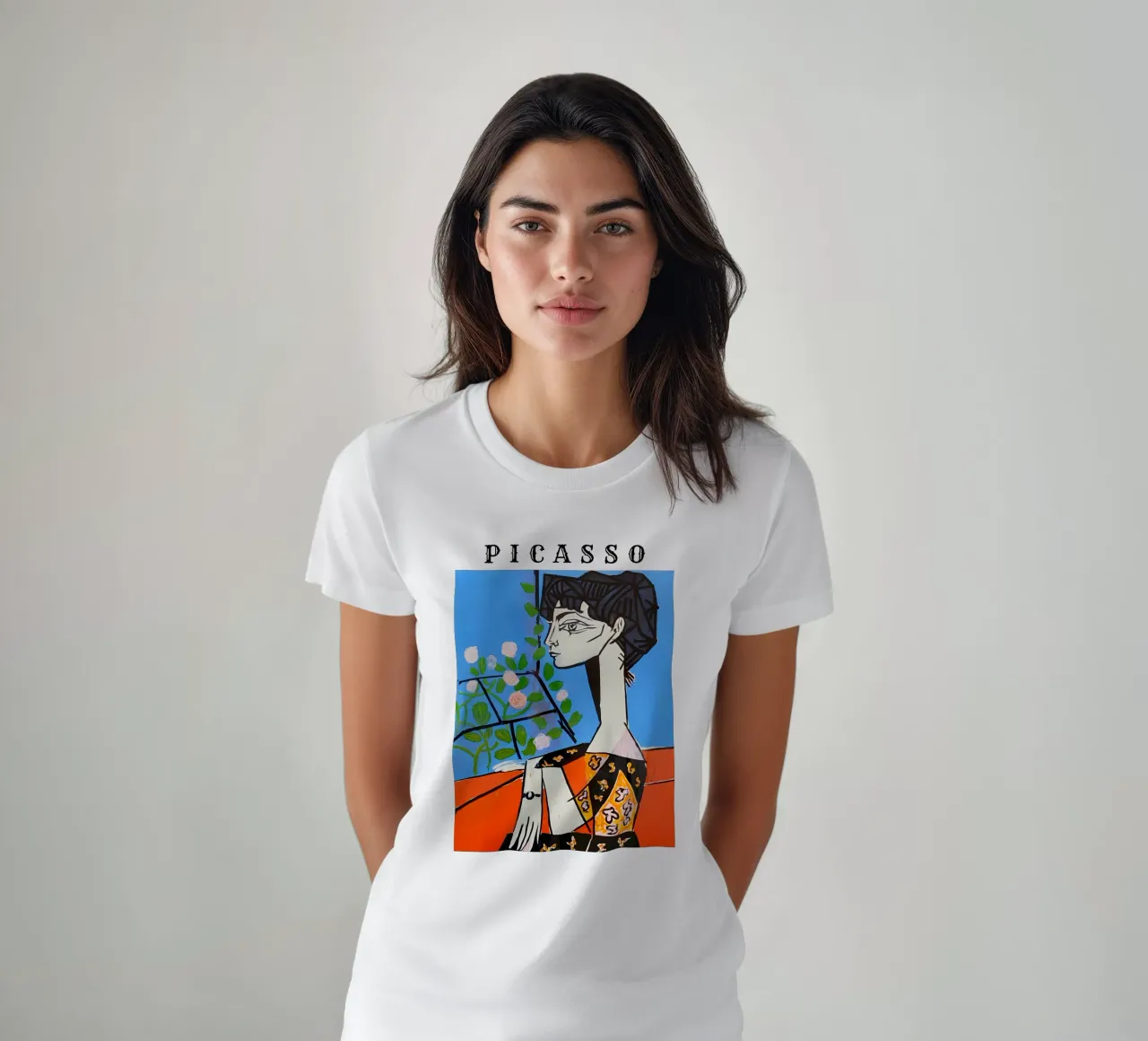 Ragazza con fiore in stile Picasso t-shirt da careytowne1