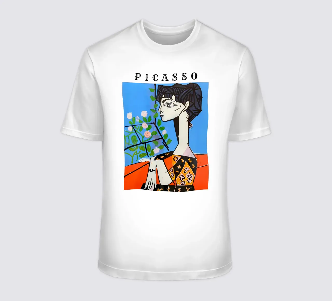 Meisje met bloem op Picassostijl t-shirt van careytowne1
