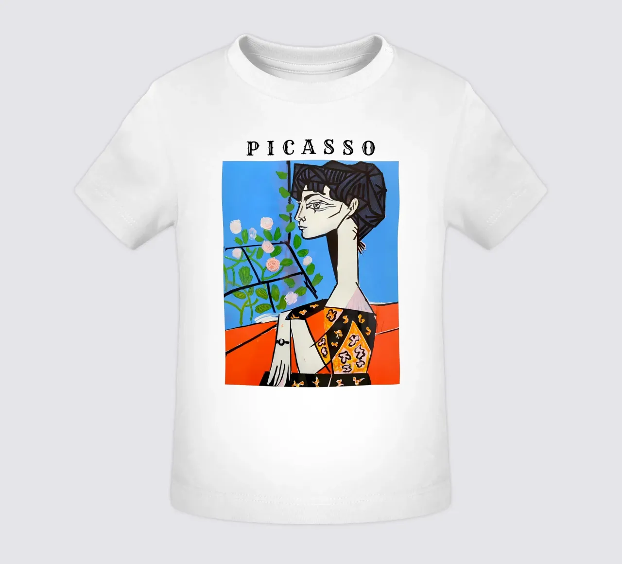 Una chica con flor al estilo Picasso camiseta de bebé de careytowne1