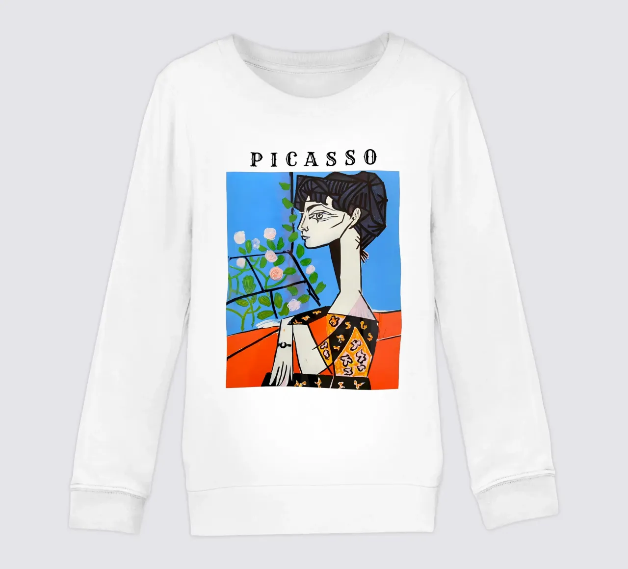 Ragazza con fiore in stile Picasso felpa bambino da careytowne1