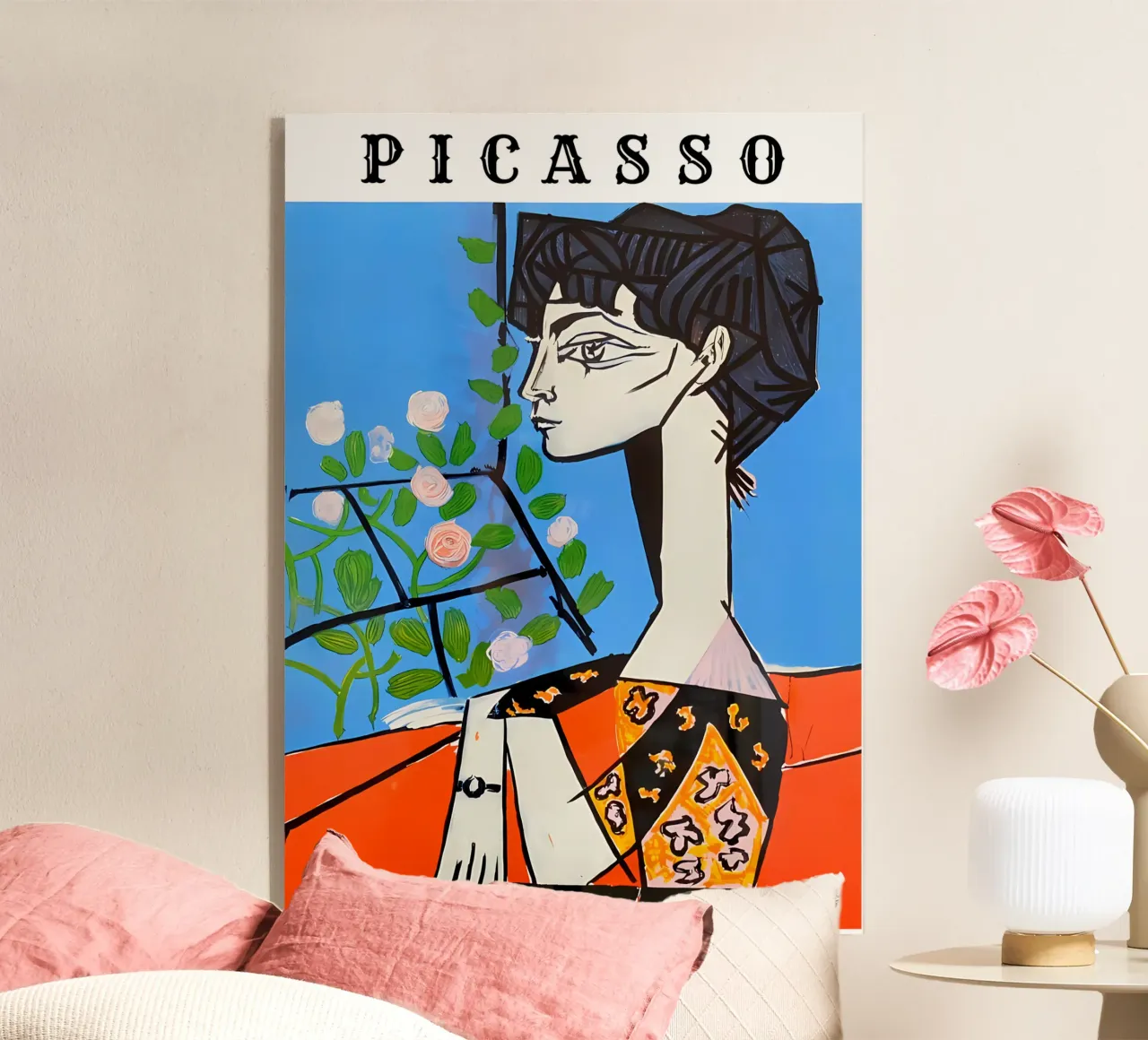 Ragazza con fiore in stile Picasso plexiglass da careytowne1